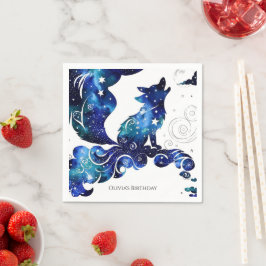 Whimsical Boho Wolf Birthday Serviette