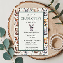Whimsical Boho Woodland Animals Baby Geburtstag