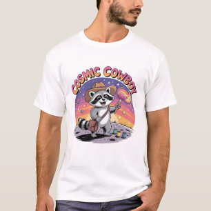 Whimsical Bold Sunset Cowboy Raccoon Moon T-Shirt