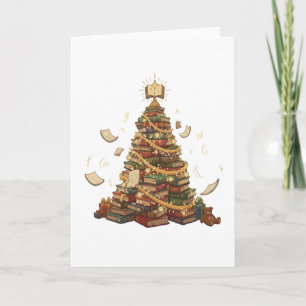 Whimsical Book Lover's Weihnachtsbaum   Literatur Karte