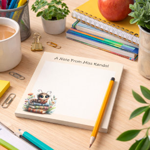 Whimsical Bookworm Peach Editor Notizblock