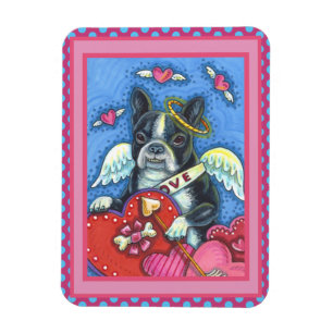 WHIMSICAL BOSTON TERRIER CUPID, NIEDLICHER HUND VA MAGNET