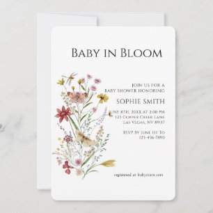 Whimsical Botanical Baby in Bloom Einladung