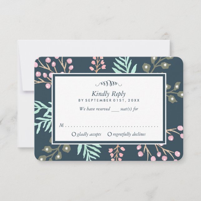 Whimsical Botanical Berry Wedding RSVP (Vorderseite)