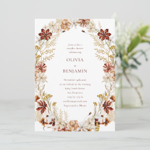 Whimsical Botanical Burgundy Wreath Paare Dusche Einladung