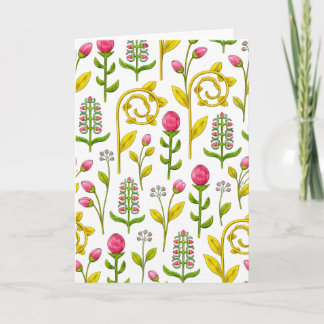 Whimsical Botanical Floral Pattern Blank Karte