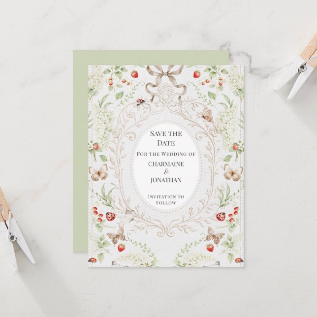 Whimsical Botanical Garden Save the Date | Einladung (Vorderseite/Rückseite Beispiel)