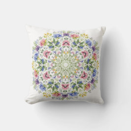 Whimsical Botanical Mandala Watercolor Floral Kissen