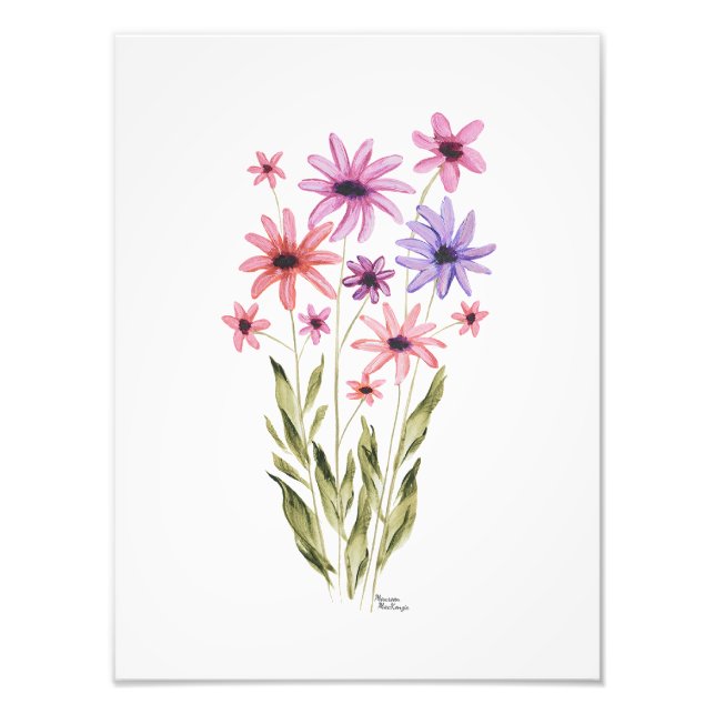 Whimsical Bouquet of Flowers Photo Print (Devant)