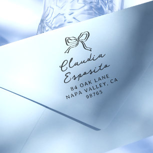Whimsical Bow & Calligraphy Name Rücksendeadresse Gummistempel
