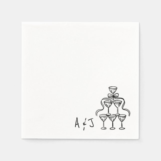 Whimsical Bow Cocktail Tower Wedkins Serviette (Vorderseite)
