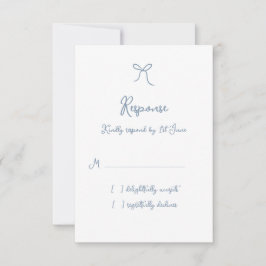 Whimsical Bow Dusty Blue Wedding RSVP Karte