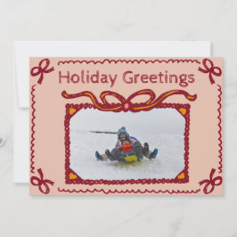 Whimsical Bow Prestige Holiday Foto Grußkarte Einladung