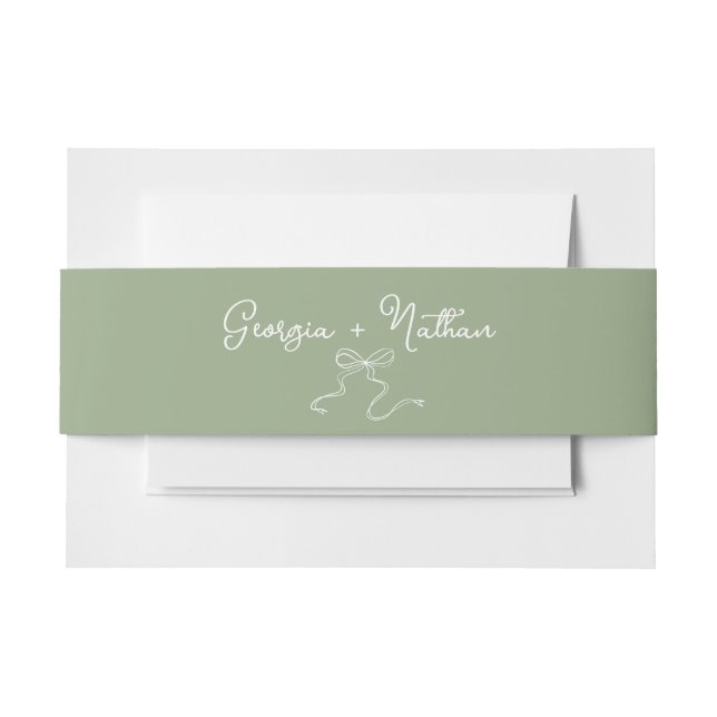 Whimsical Bow Sage Green Einladungsbanderole (Vorderseite Beispiel)