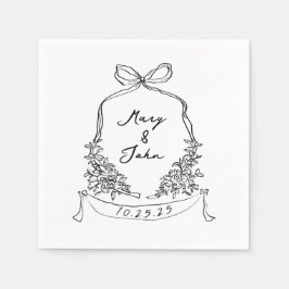 Whimsical Bow Wappen Wedding Napkins Serviette