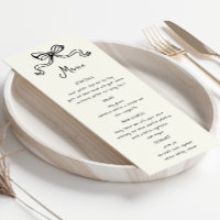 Whimsical Bows Hand Drawn Wedning Dinner Menü