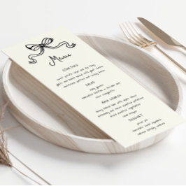 Whimsical Bows Hand Drawn Wedning Dinner Menü Einladung