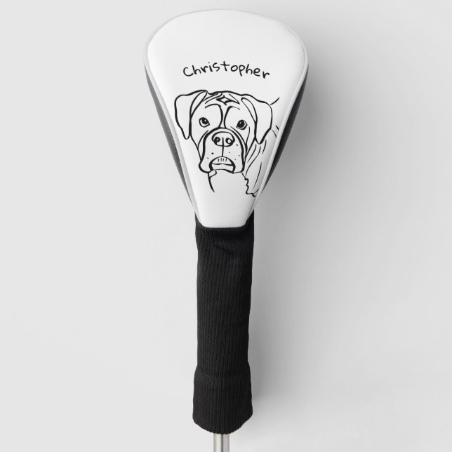 Whimsical Boxer: Bearbeiten von Text Line Art Golf Headcover (Vorderseite)