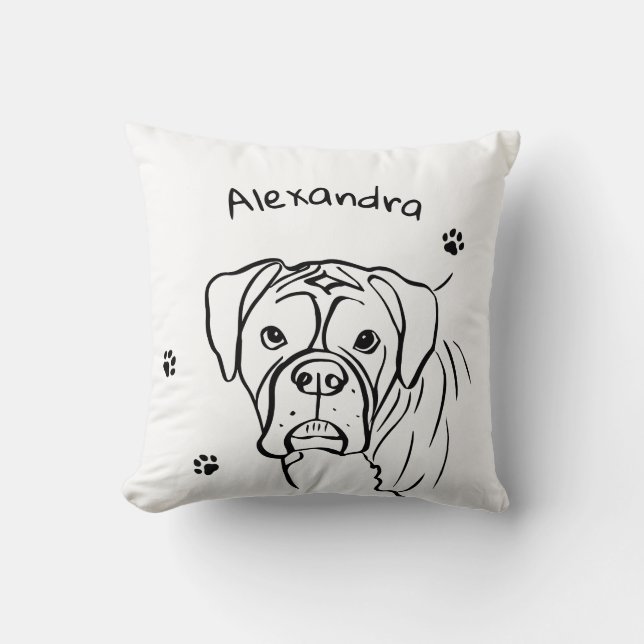 Whimsical Boxer: Bearbeiten von Text Line Art Kissen (Vorderseite)