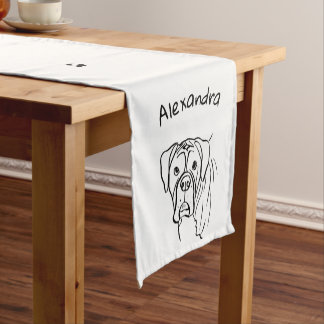 Whimsical Boxer: Bearbeiten von Text Line Art Kurzer Tischläufer