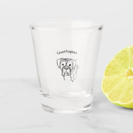 Whimsical Boxer: Bearbeiten von Text Line Art Schnapsglas