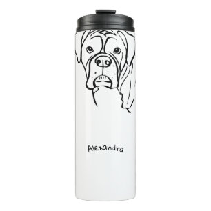 Whimsical Boxer: Bearbeiten von Text Line Art Thermosbecher