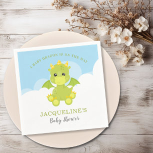 Whimsical Boy Dragon Baby Shower Papier Serviette