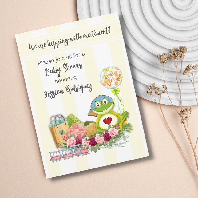 Whimsical Boy Frog Baby Shower Einladung (Von Creator hochgeladen)