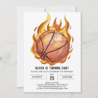 Whimsical Boy Watercolor Basketball Geburtstag Einladung