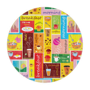 Whimsical Breakfast Muster Schneidebrett