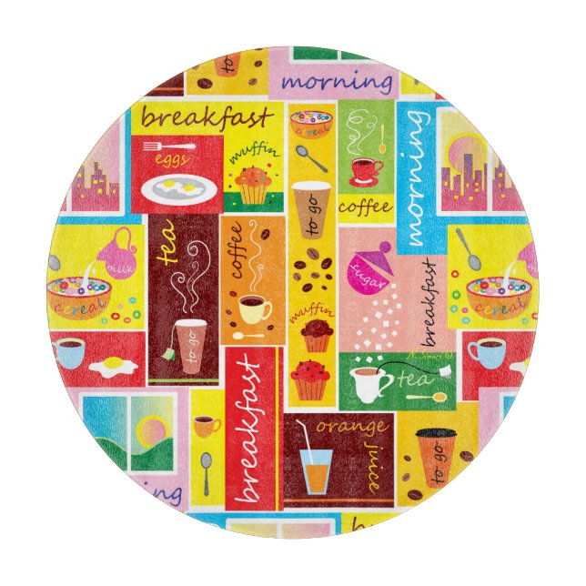 Whimsical Breakfast Muster  Schneidebrett (Vorderseite)