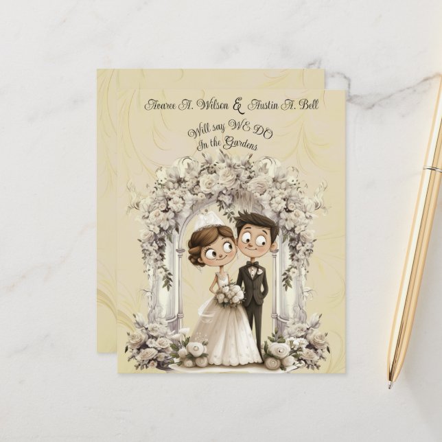 Whimsical Bride Groom Wedding Arch (Vorderseite/Rückseite Beispiel)