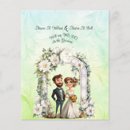 Whimsical Bride Groom Wedding Arch Blue Green