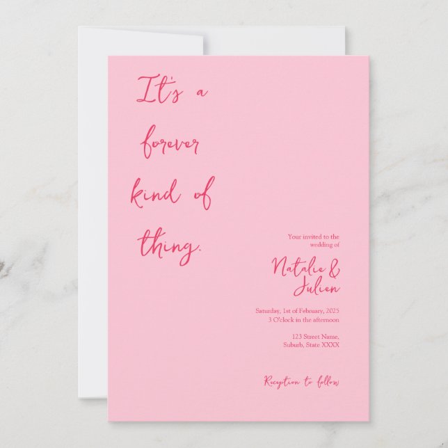 Whimsical Bright Pink Wedding Einladung (Vorderseite)