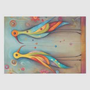Whimsical Bright und Bold Long Leg Bird Decoupage Seidenpapier