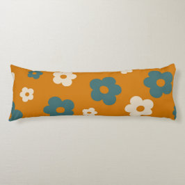 Whimsical Brown & Blue Floral Retro, fröhlich Seitenschläferkissen