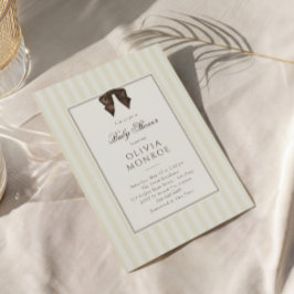 Whimsical Brown Bow Striped Baby Shower Einladung