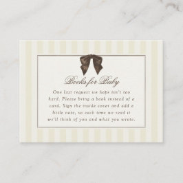 Whimsical Brown Bow Striped Books for Baby Begleitkarte