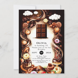 Whimsical Brown Chocolate Geburtstag Einladung