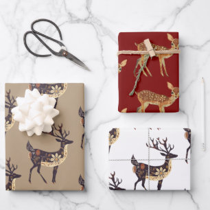 Whimsical Brown Deep Christmas Geschenkpapier Set