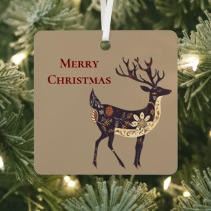 Whimsical Brown Deep Christmas Ornament Aus Metall