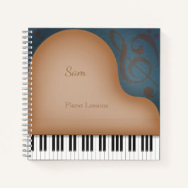 Whimsical Brown Grand Piano Personalisierte Musiks Notizbuch