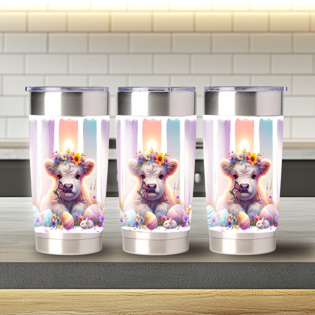 Whimsical Brushstroke Oster Highland Cow 20oz Thermobecher (Von Creator hochgeladen)