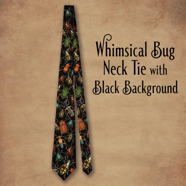 Whimsical Bug Neck Tie mit schwarzem Hintergrund Krawatte (Von Creator hochgeladen)