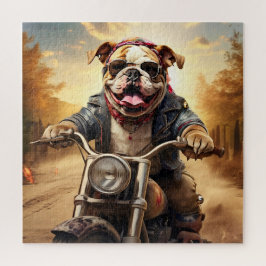 Whimsical Bulldog Chopper fahren mit einem Motorra