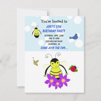 Whimsical Bumble Bee Birthday Party Einladung