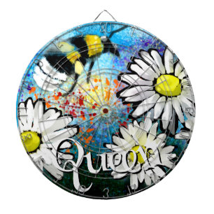 Whimsical Bumble Bee in Daisies Personalisiert Dartscheibe