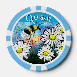 Whimsical Bumble Bee in Daisies Personalisiert Pokerchips