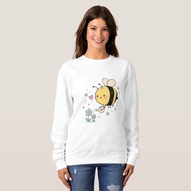  Whimsical Bumblebee Floral Art Lovers Sweatshirt (Vorne ganz)