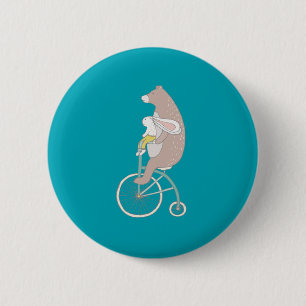 Whimsical Bunny and Bear Reiten Button